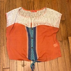 Boho lace & sheer top